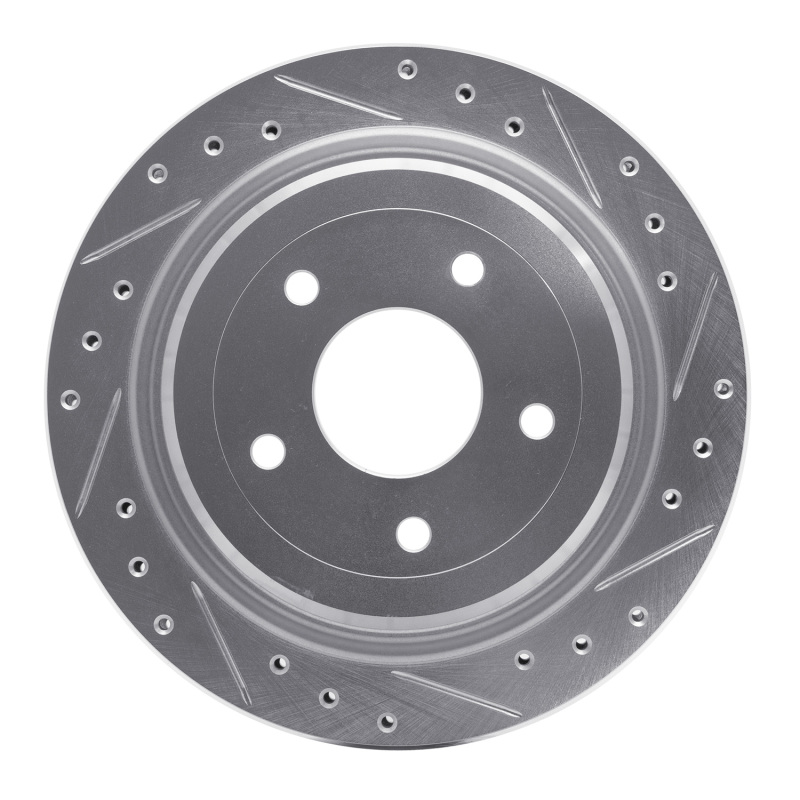 Cadillac XLR Brake Rotor (1) - Rear Right - R1 Concepts - Drilled & Slotted - Silver - `97-`13